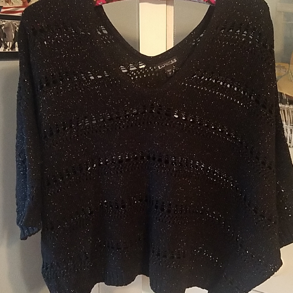 Cropped open knit sweater